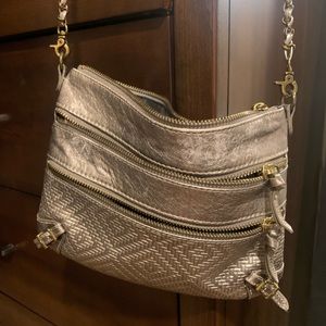 Fossil metallic silver crossbody purse